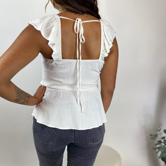 Ruffle Front Top  with Cutout back - Picture 2 of 7